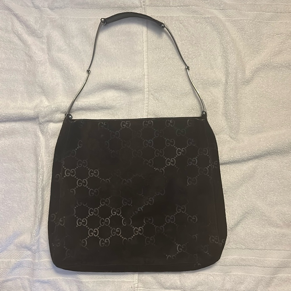 Vintage Gucci brown suede GG hobo bag